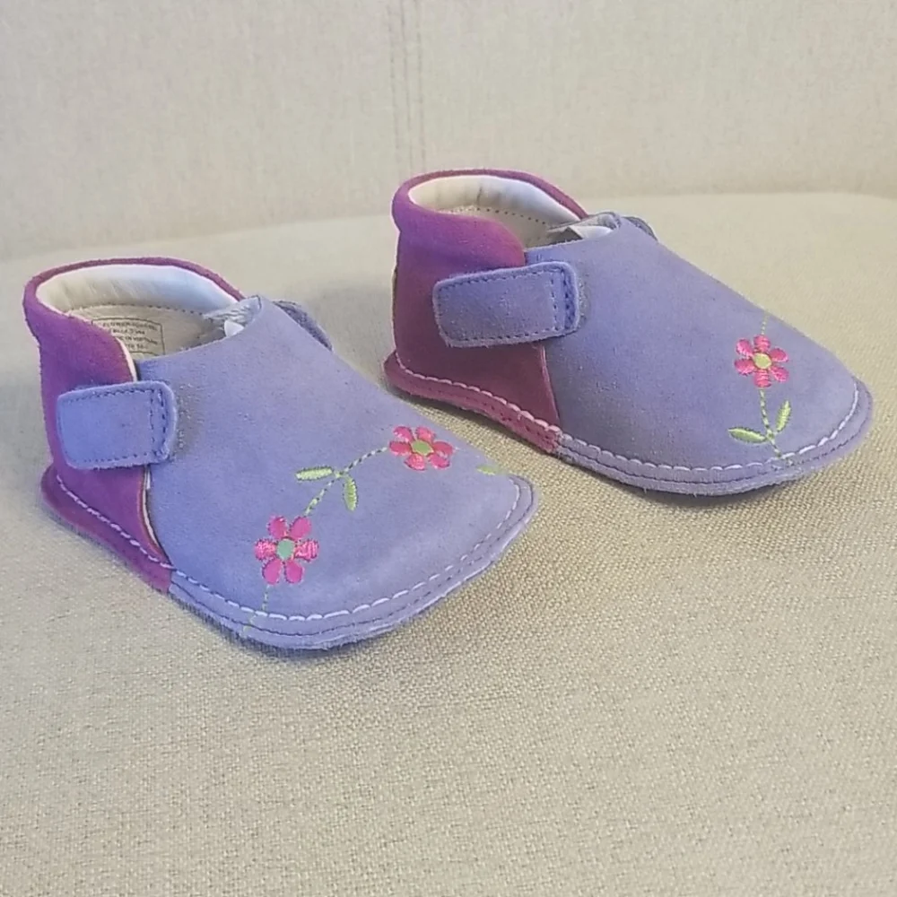 Pipit Toddler Flower Suede Shoes in Lilac/Fuschia